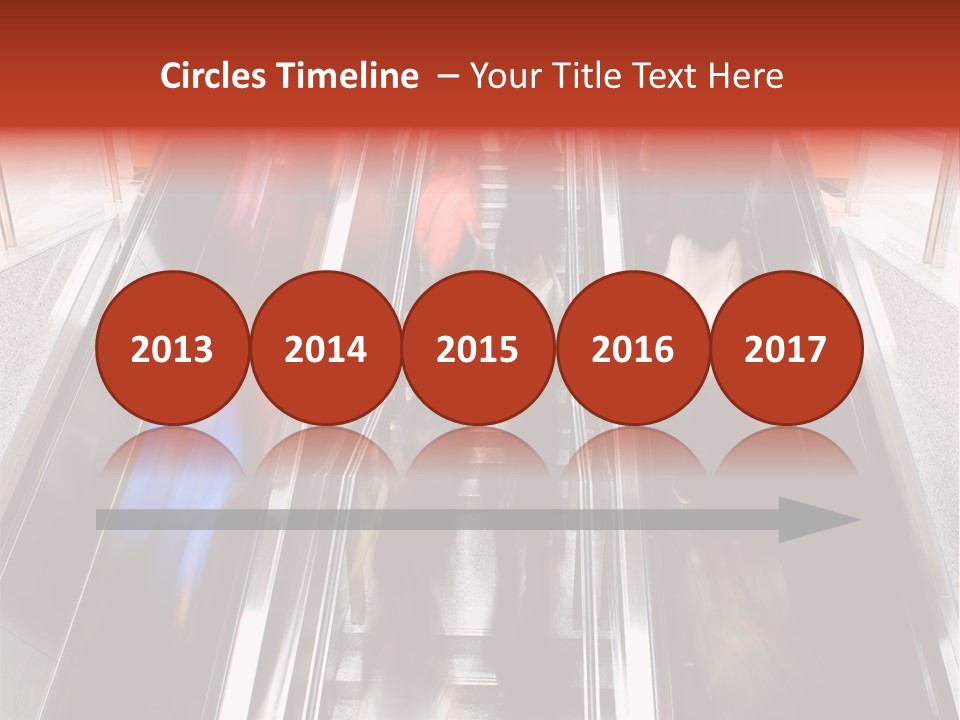 A Group Of People Riding Down An Escalator PowerPoint Template