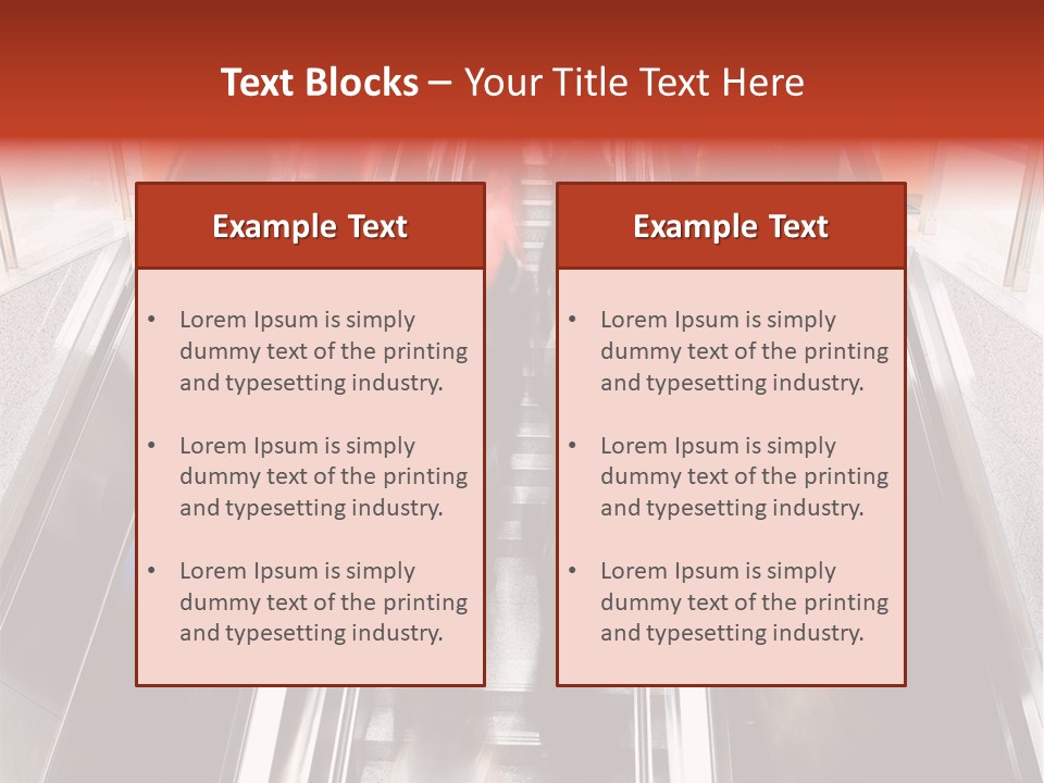A Group Of People Riding Down An Escalator PowerPoint Template