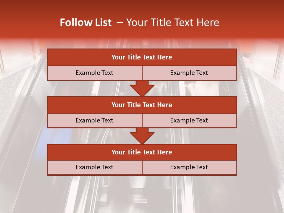 A Group Of People Riding Down An Escalator PowerPoint Template