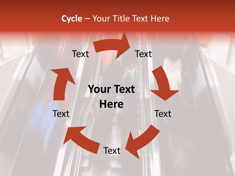 A Group Of People Riding Down An Escalator PowerPoint Template