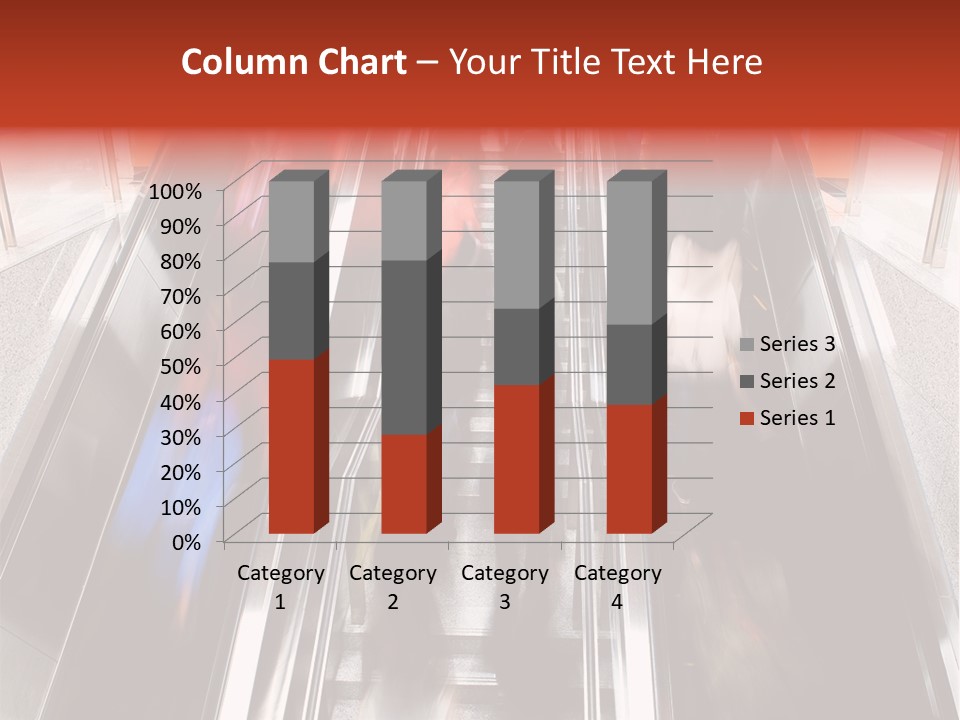 A Group Of People Riding Down An Escalator PowerPoint Template