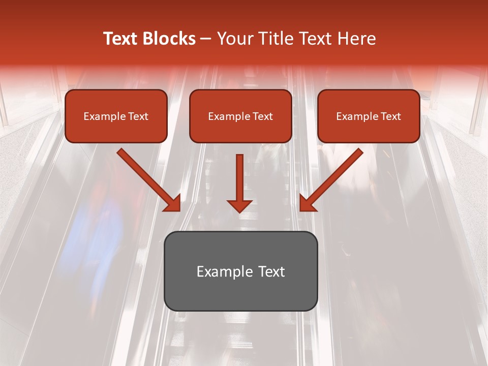 A Group Of People Riding Down An Escalator PowerPoint Template
