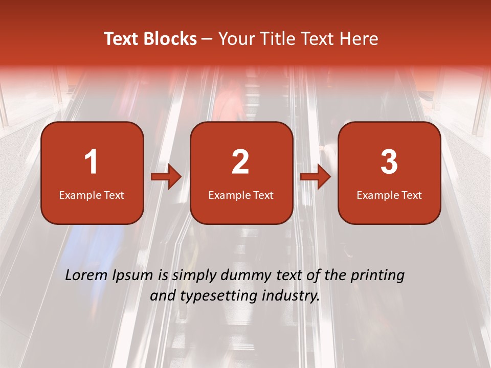 A Group Of People Riding Down An Escalator PowerPoint Template