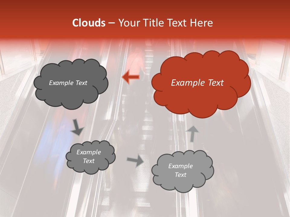 A Group Of People Riding Down An Escalator PowerPoint Template