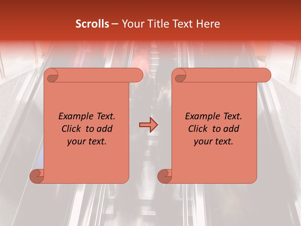 A Group Of People Riding Down An Escalator PowerPoint Template