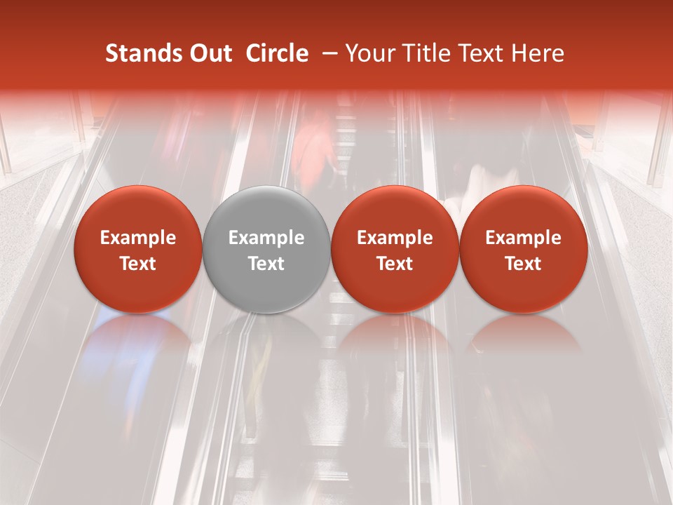 A Group Of People Riding Down An Escalator PowerPoint Template