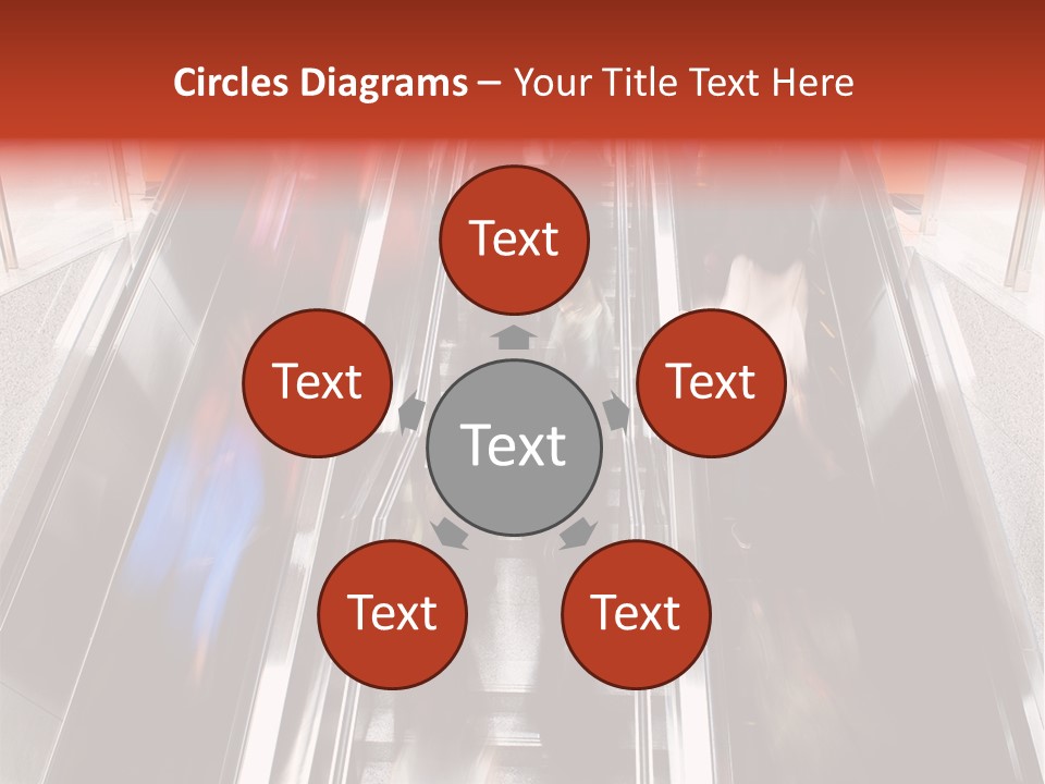 A Group Of People Riding Down An Escalator PowerPoint Template