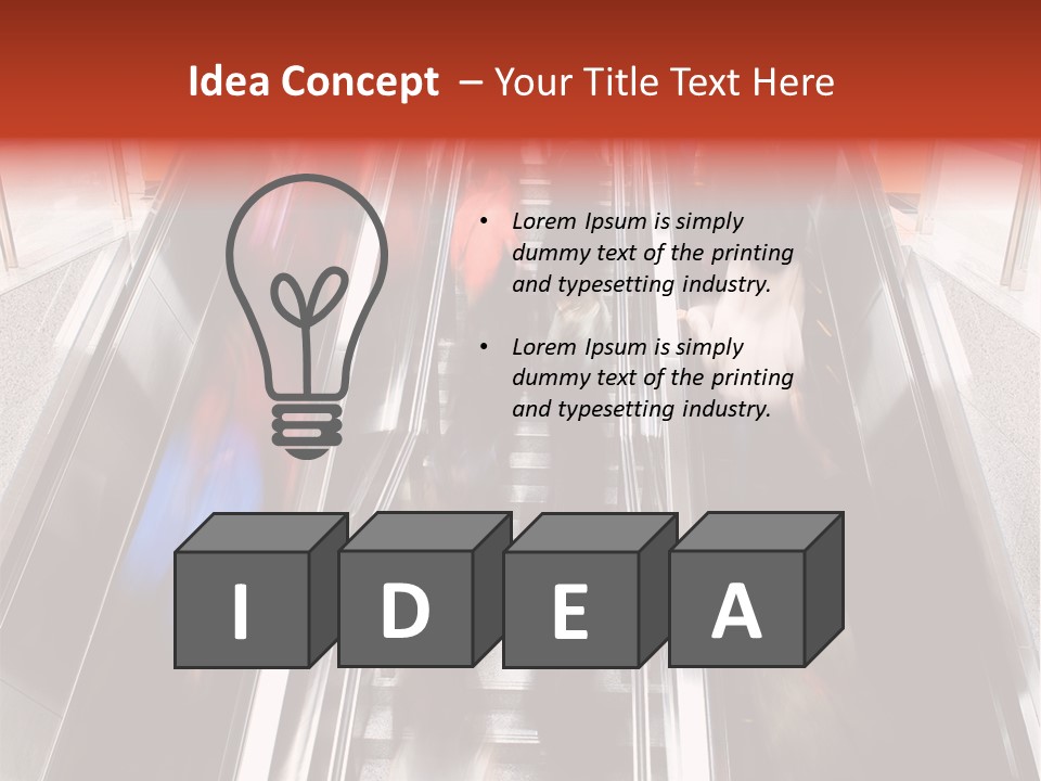 A Group Of People Riding Down An Escalator PowerPoint Template