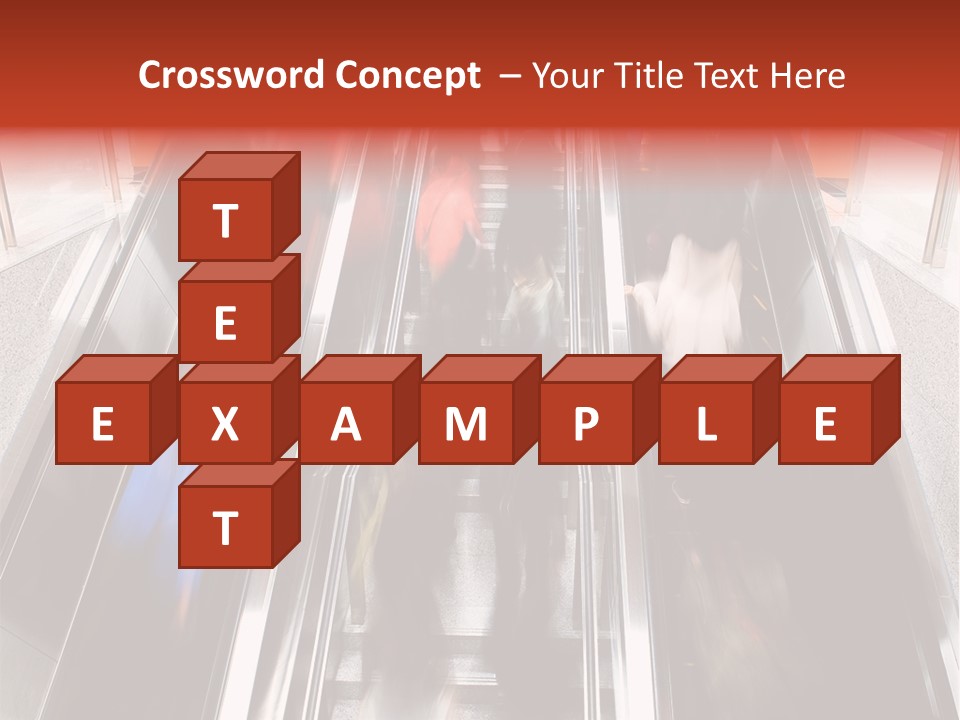 A Group Of People Riding Down An Escalator PowerPoint Template