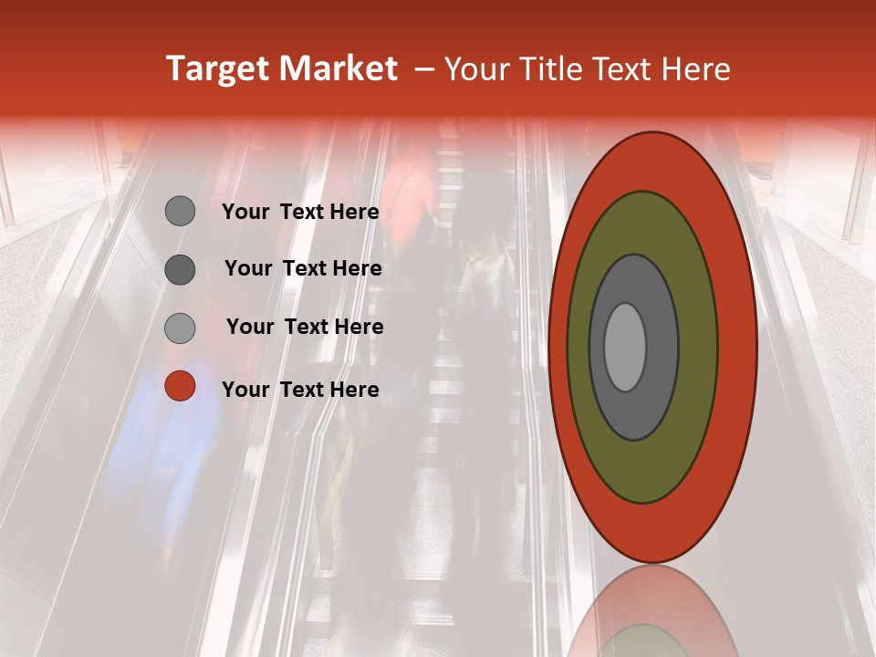 A Group Of People Riding Down An Escalator PowerPoint Template