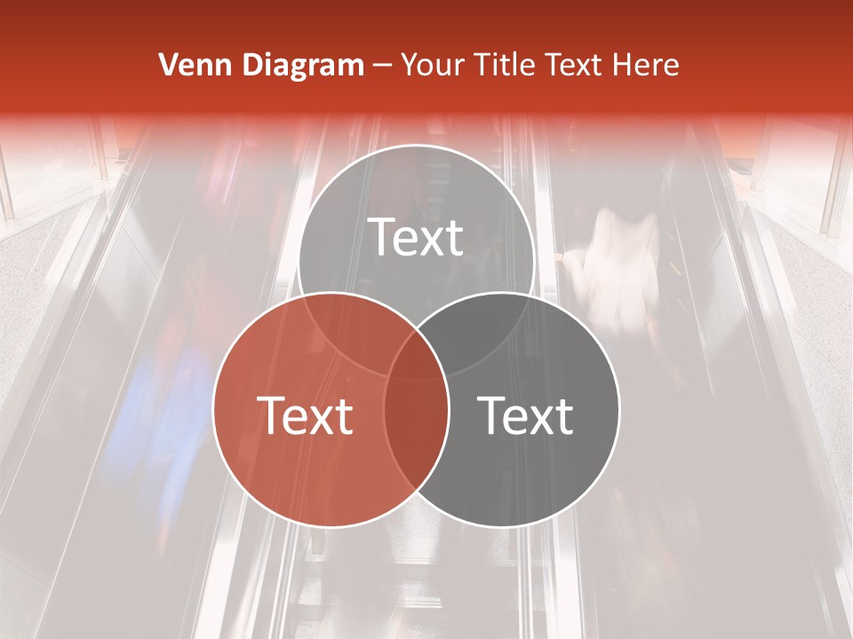 A Group Of People Riding Down An Escalator PowerPoint Template