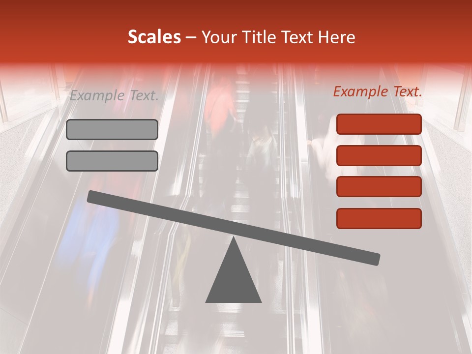 A Group Of People Riding Down An Escalator PowerPoint Template