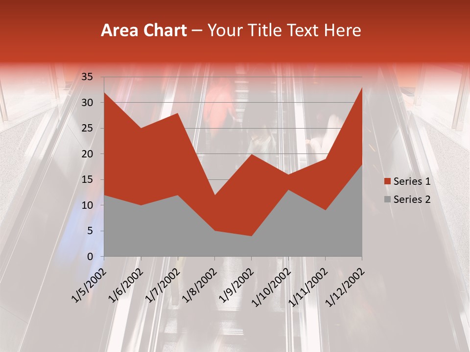 A Group Of People Riding Down An Escalator PowerPoint Template