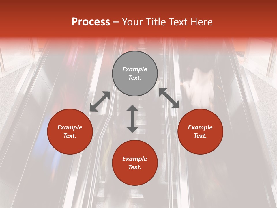 A Group Of People Riding Down An Escalator PowerPoint Template