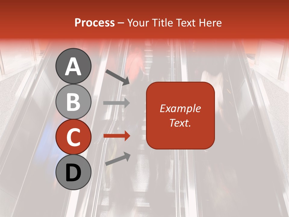 A Group Of People Riding Down An Escalator PowerPoint Template