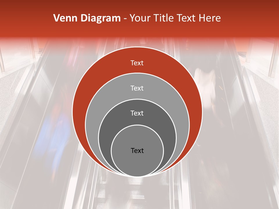 A Group Of People Riding Down An Escalator PowerPoint Template