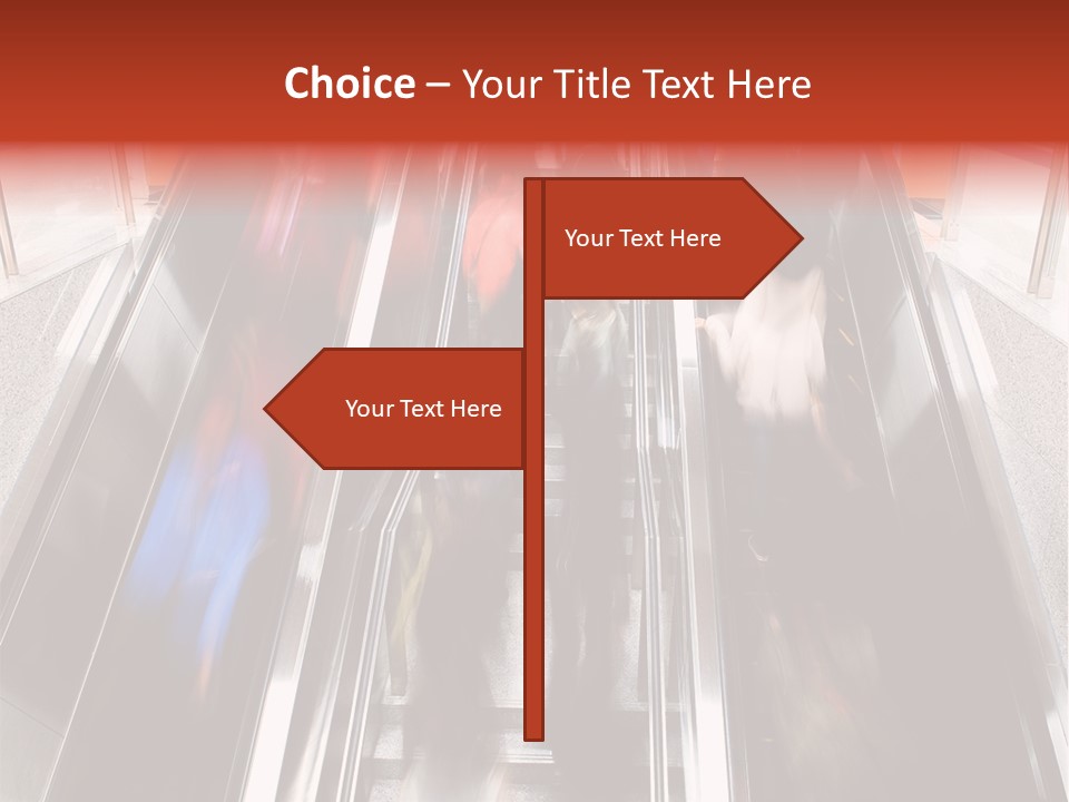 A Group Of People Riding Down An Escalator PowerPoint Template
