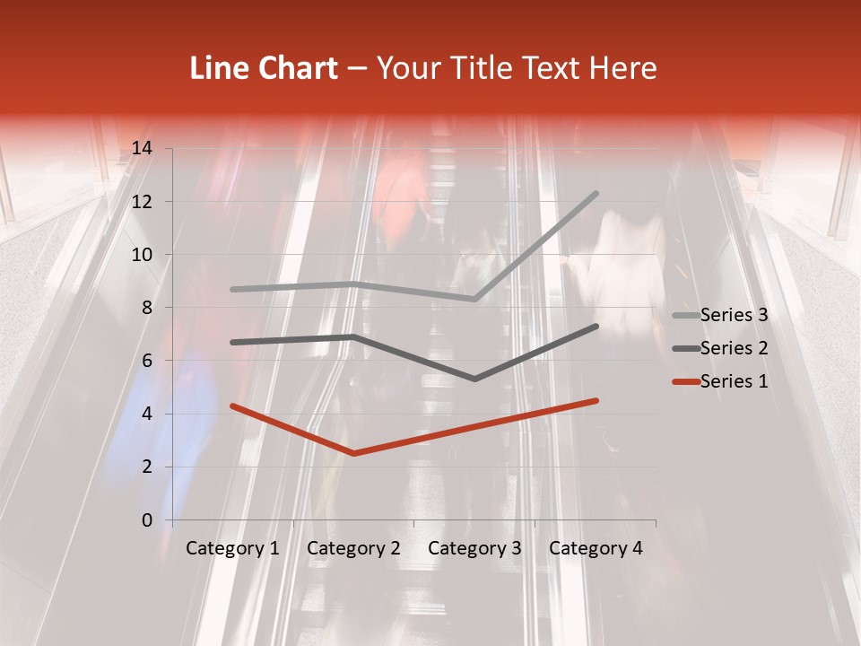 A Group Of People Riding Down An Escalator PowerPoint Template