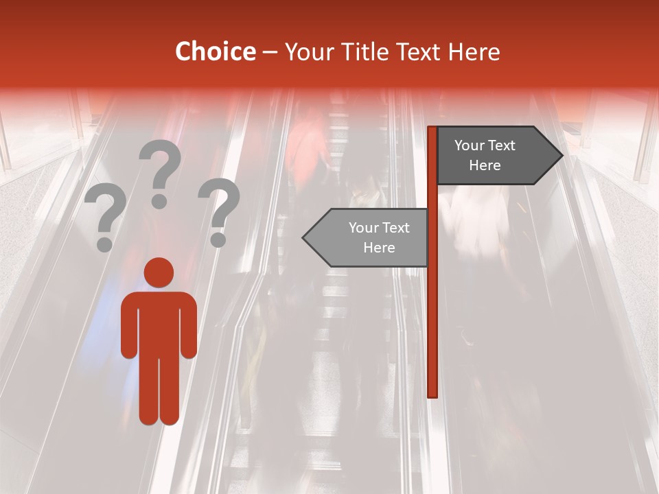A Group Of People Riding Down An Escalator PowerPoint Template