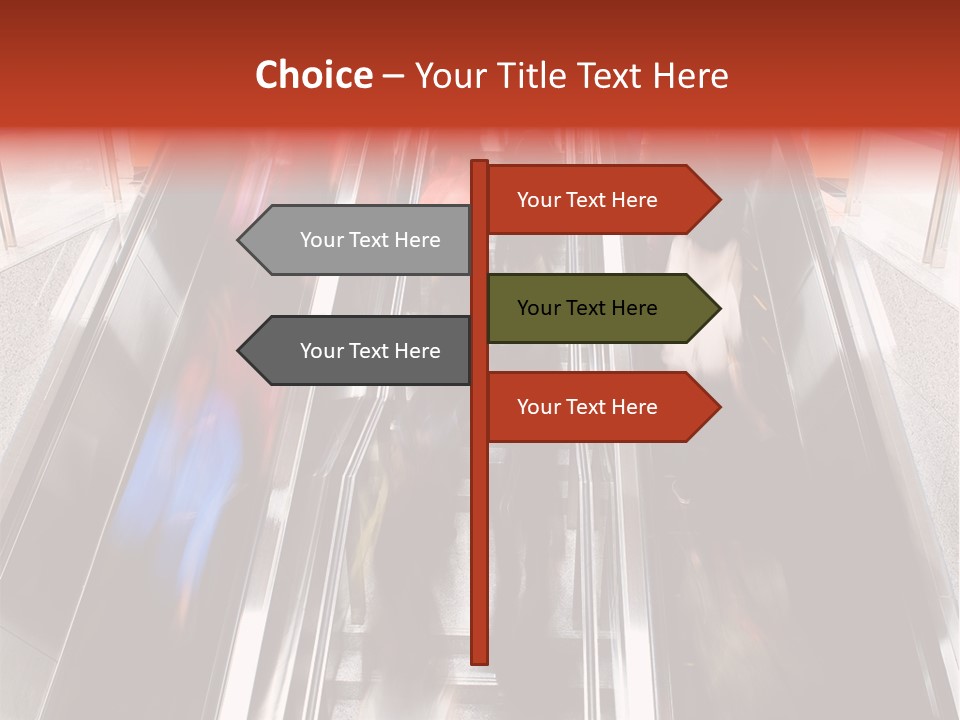 A Group Of People Riding Down An Escalator PowerPoint Template