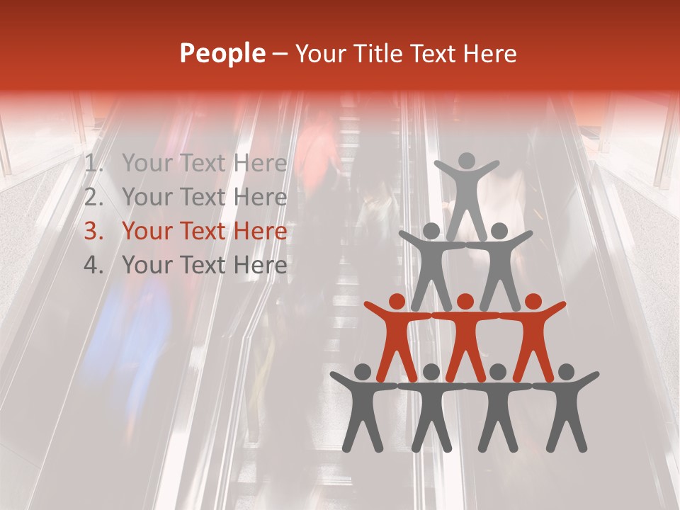 A Group Of People Riding Down An Escalator PowerPoint Template