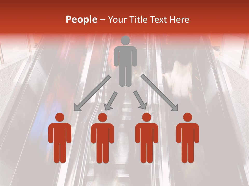 A Group Of People Riding Down An Escalator PowerPoint Template