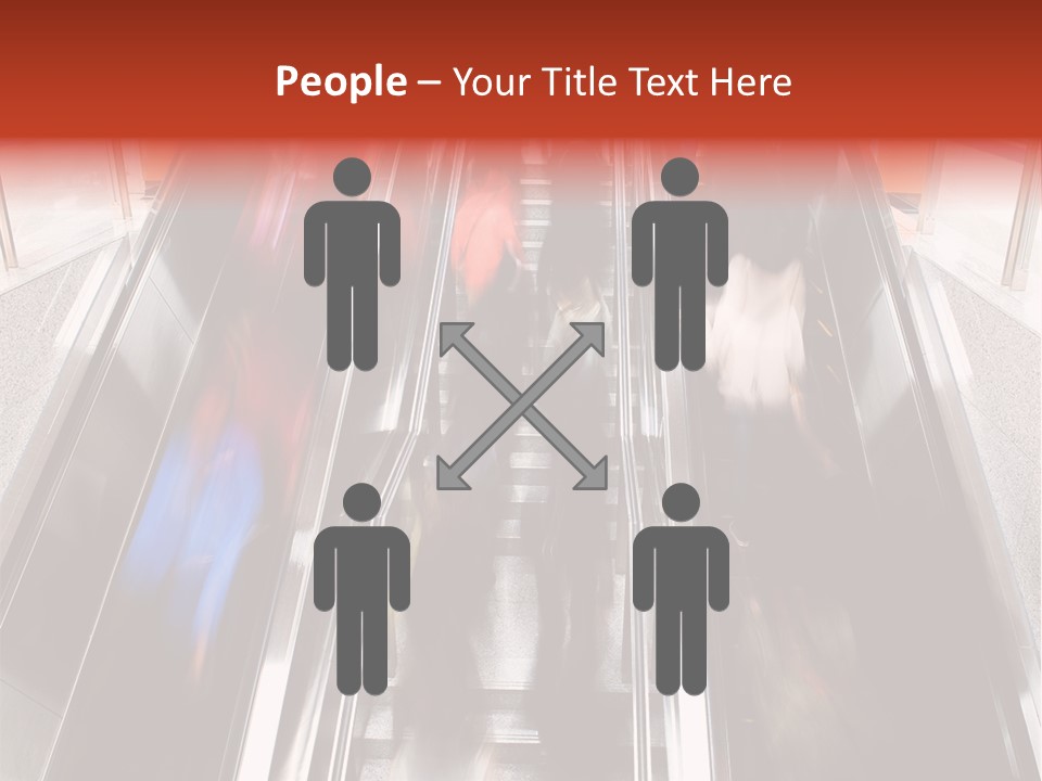 A Group Of People Riding Down An Escalator PowerPoint Template