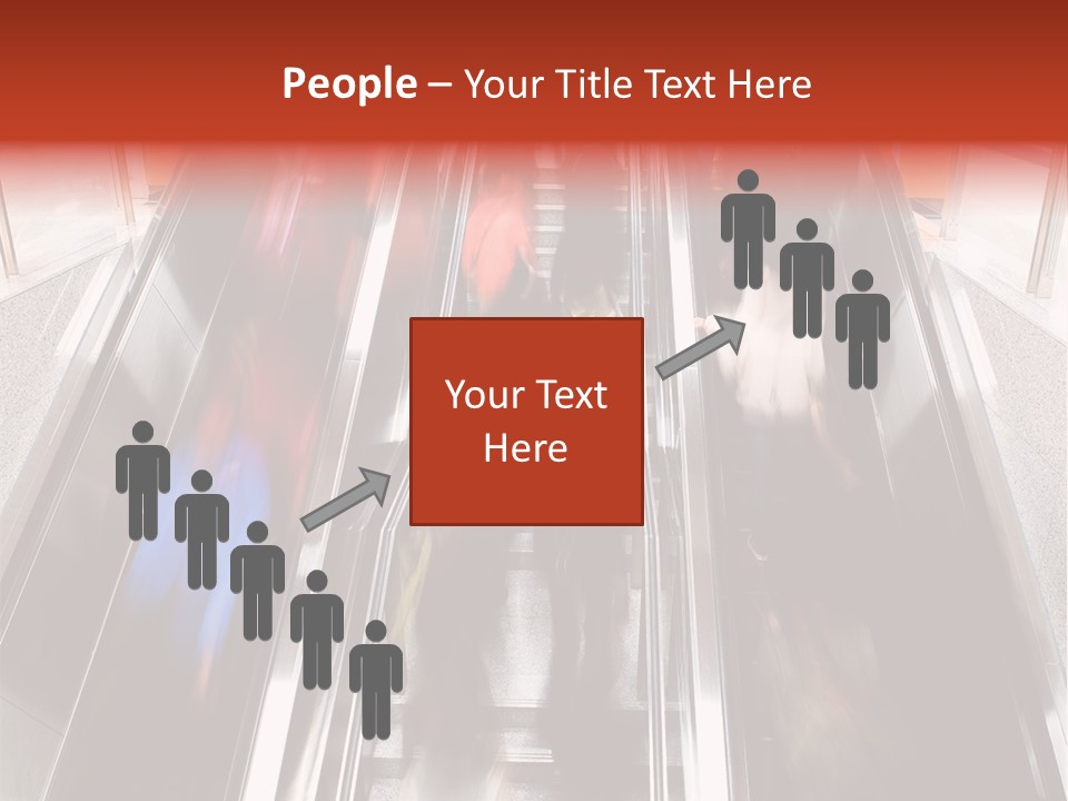 A Group Of People Riding Down An Escalator PowerPoint Template
