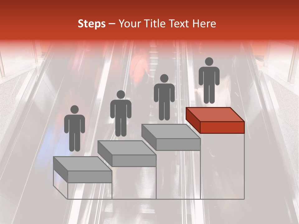 A Group Of People Riding Down An Escalator PowerPoint Template