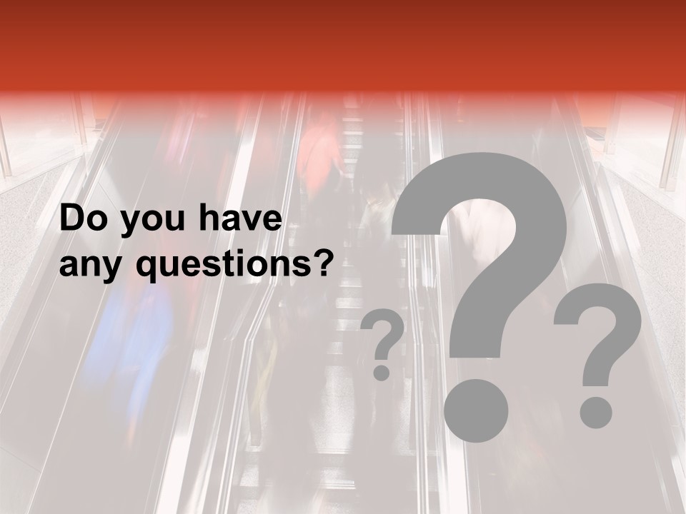 A Group Of People Riding Down An Escalator PowerPoint Template