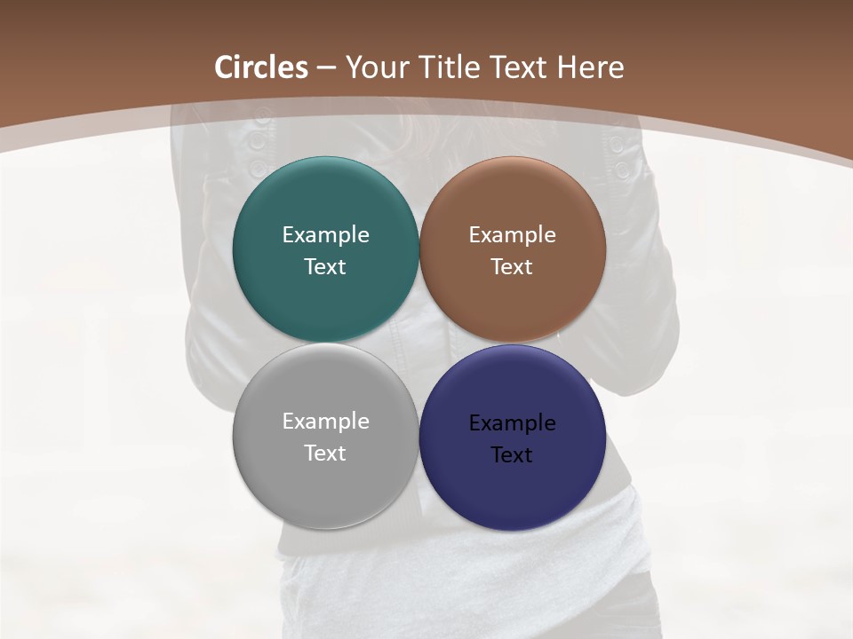 A Woman In A Leather Jacket Is Posing For A Picture PowerPoint Template