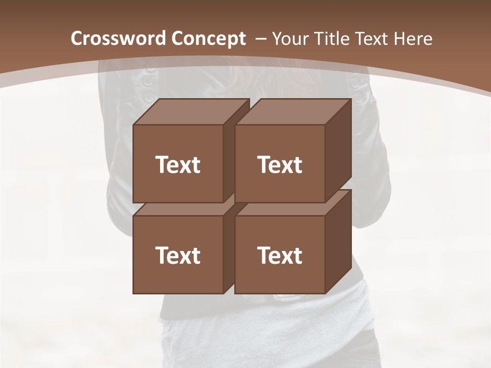 A Woman In A Leather Jacket Is Posing For A Picture PowerPoint Template