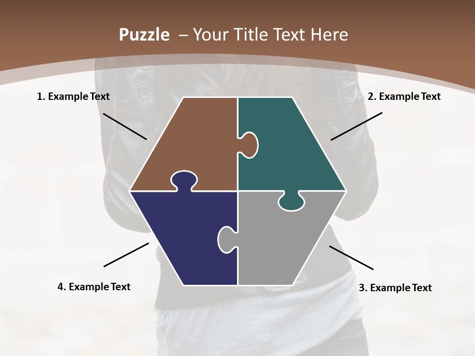 A Woman In A Leather Jacket Is Posing For A Picture PowerPoint Template