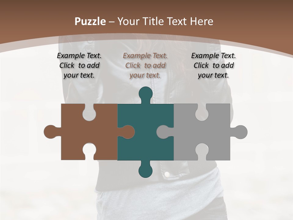 A Woman In A Leather Jacket Is Posing For A Picture PowerPoint Template