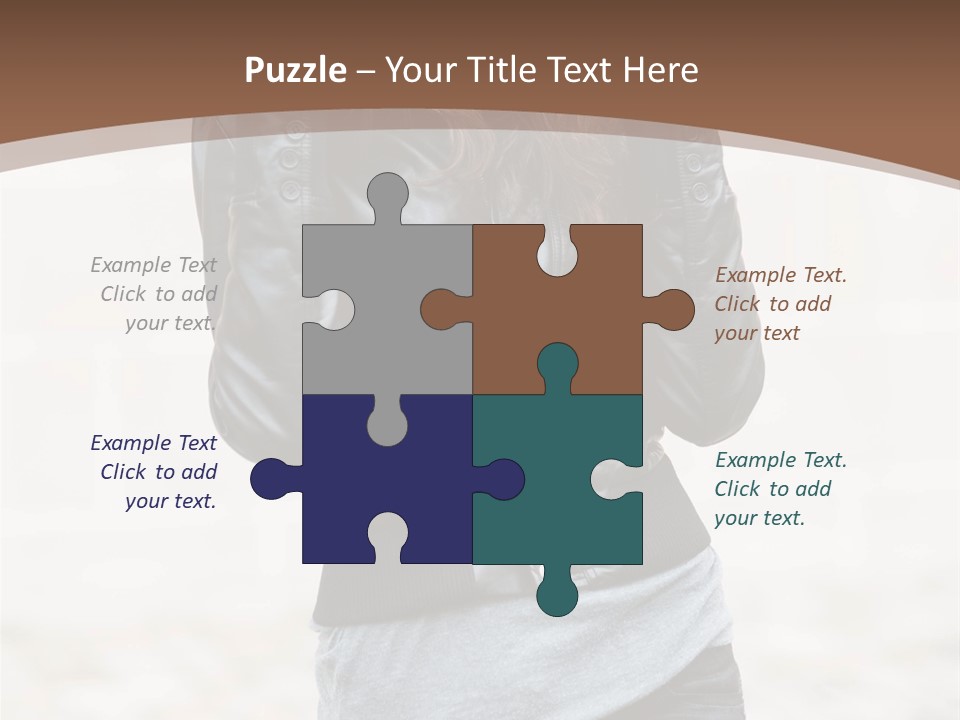 A Woman In A Leather Jacket Is Posing For A Picture PowerPoint Template