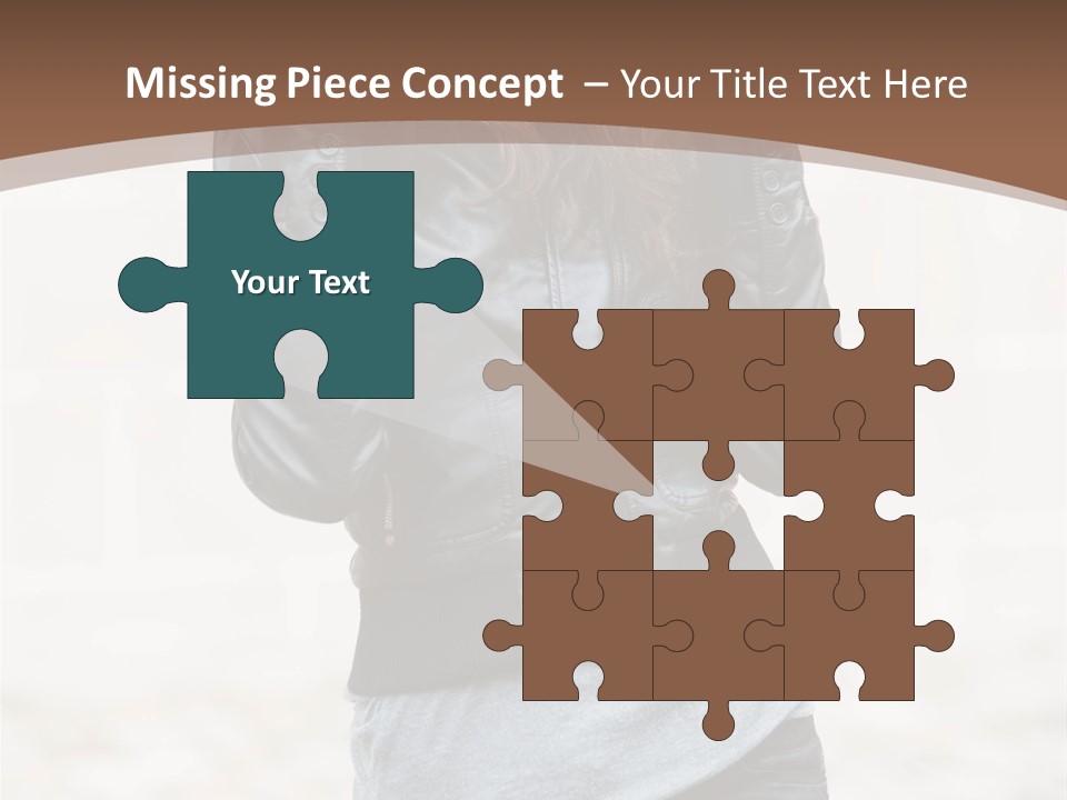 A Woman In A Leather Jacket Is Posing For A Picture PowerPoint Template