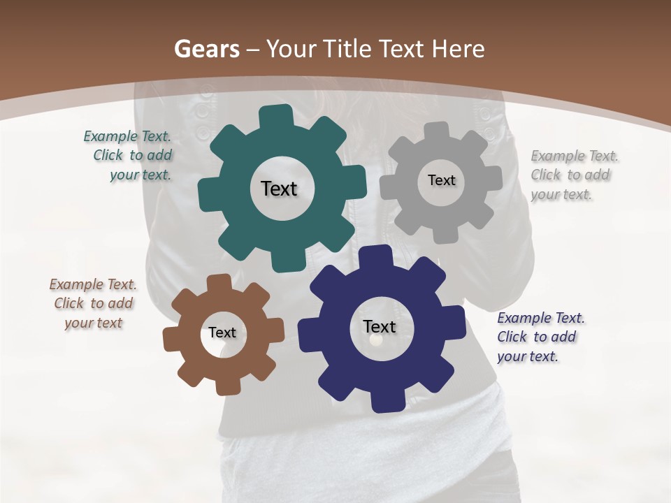 A Woman In A Leather Jacket Is Posing For A Picture PowerPoint Template