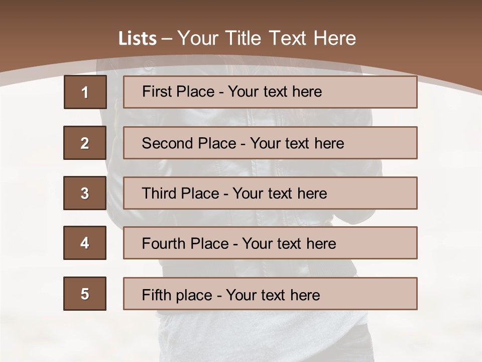 A Woman In A Leather Jacket Is Posing For A Picture PowerPoint Template