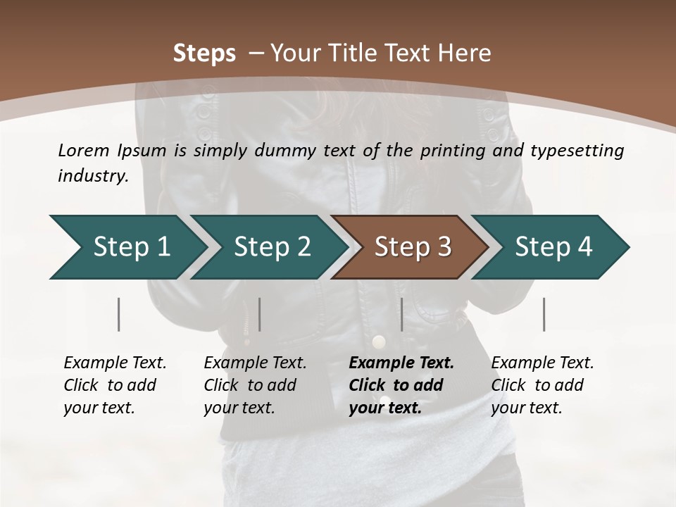 A Woman In A Leather Jacket Is Posing For A Picture PowerPoint Template