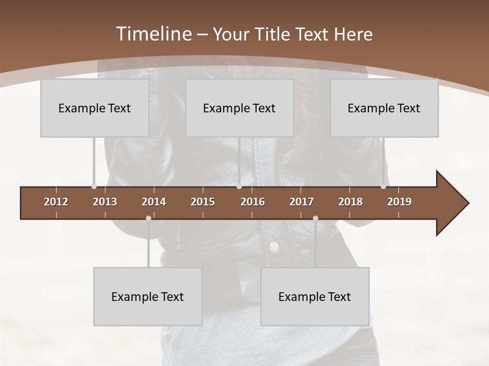 A Woman In A Leather Jacket Is Posing For A Picture PowerPoint Template