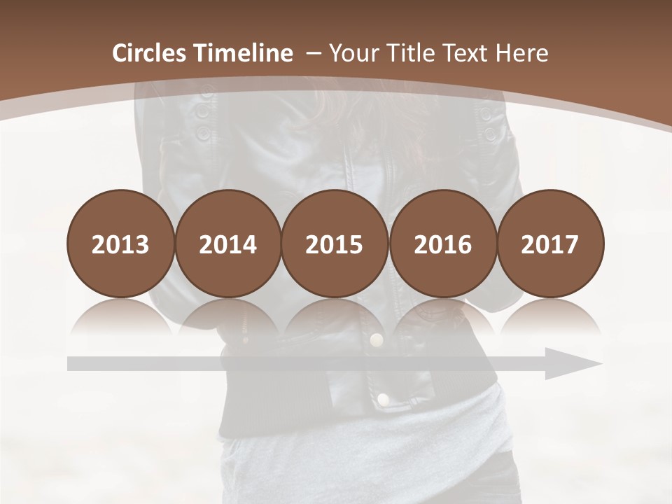 A Woman In A Leather Jacket Is Posing For A Picture PowerPoint Template