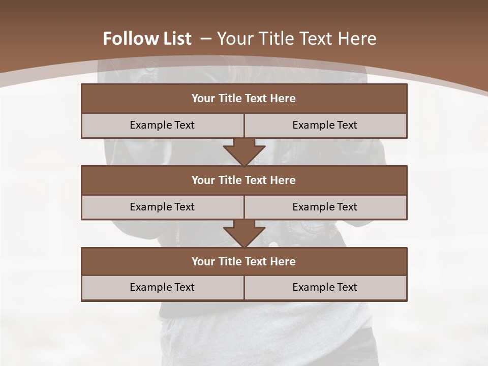 A Woman In A Leather Jacket Is Posing For A Picture PowerPoint Template