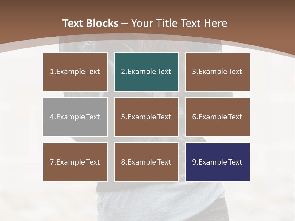 A Woman In A Leather Jacket Is Posing For A Picture PowerPoint Template