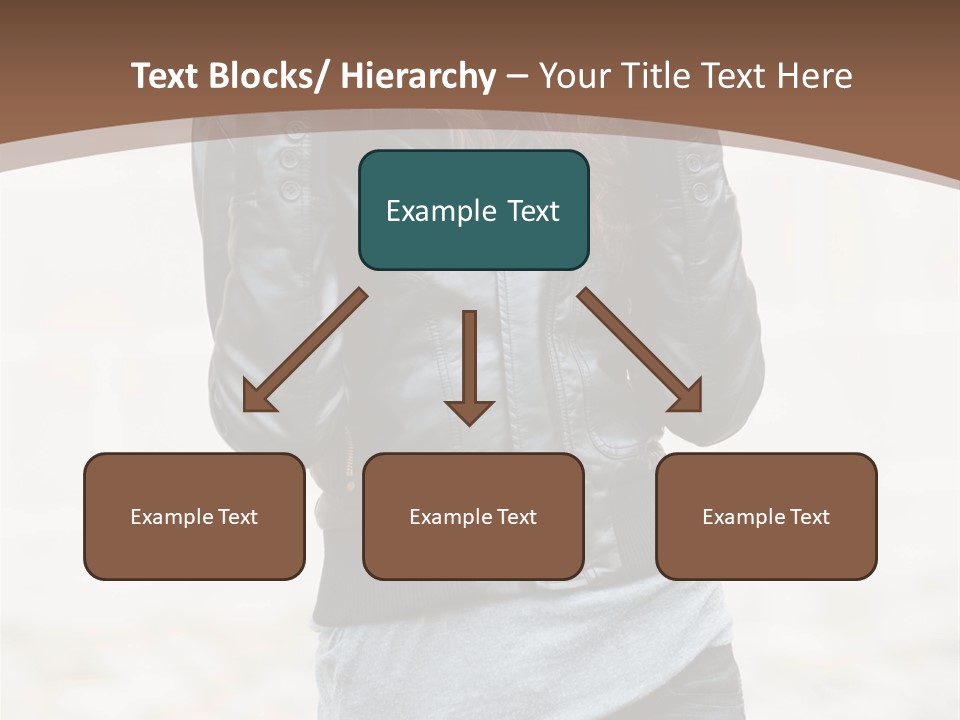 A Woman In A Leather Jacket Is Posing For A Picture PowerPoint Template