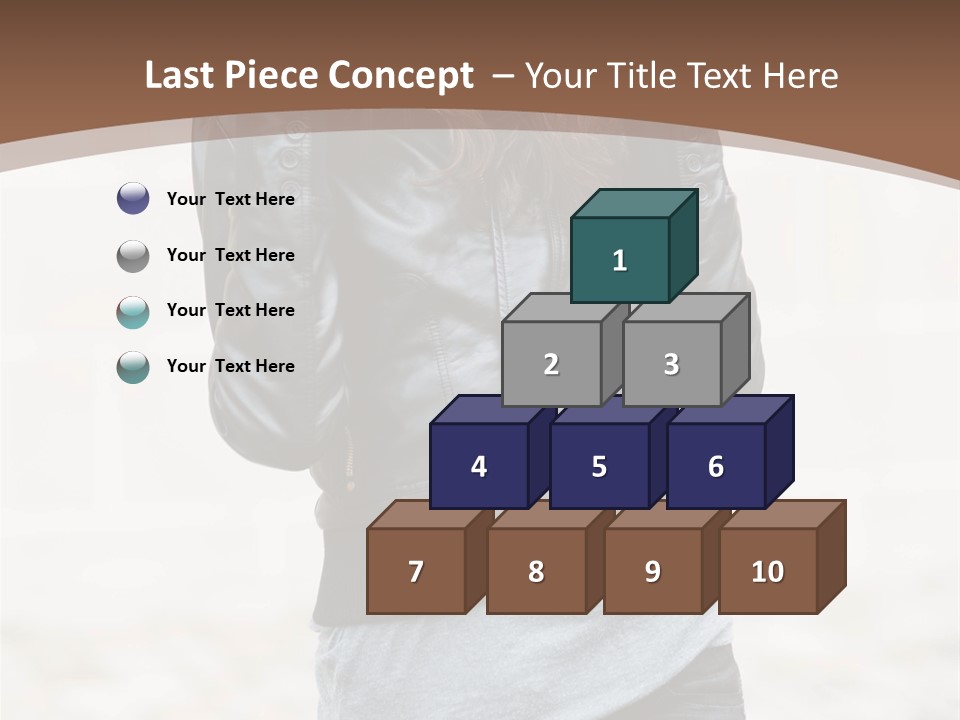 A Woman In A Leather Jacket Is Posing For A Picture PowerPoint Template