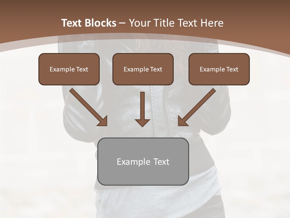 A Woman In A Leather Jacket Is Posing For A Picture PowerPoint Template