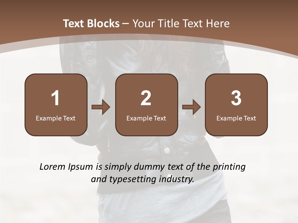 A Woman In A Leather Jacket Is Posing For A Picture PowerPoint Template