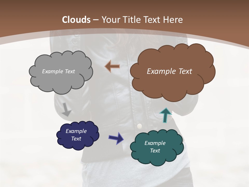 A Woman In A Leather Jacket Is Posing For A Picture PowerPoint Template
