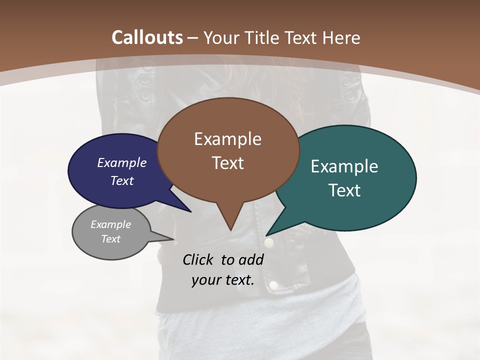 A Woman In A Leather Jacket Is Posing For A Picture PowerPoint Template