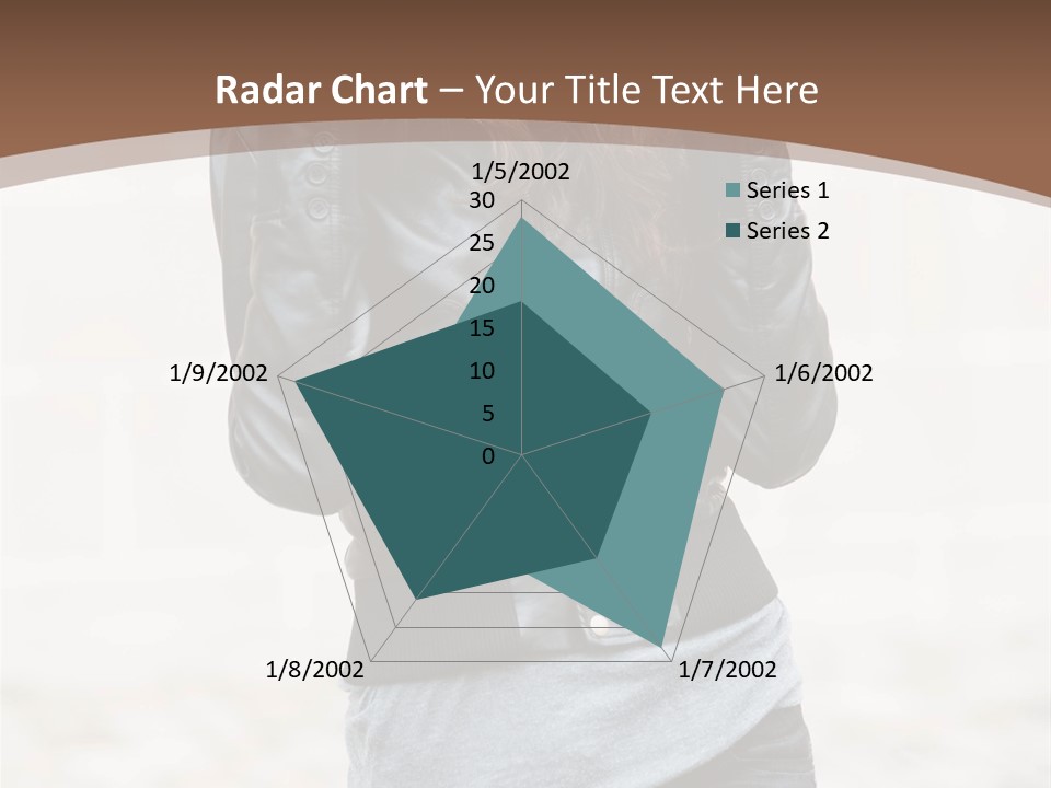 A Woman In A Leather Jacket Is Posing For A Picture PowerPoint Template
